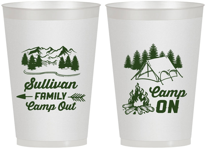 Personalized Family Vacation 12 oz Frosted Cups - Family Camp Out | 180019