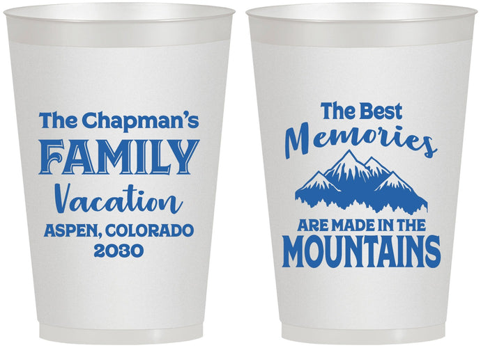 Personalized Family Vacation 12 oz Frosted Cups - Mountains | 180021