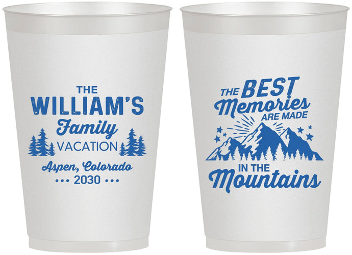 Personalized Family Vacation 12 oz Frosted Cups - Mountains | 180022
