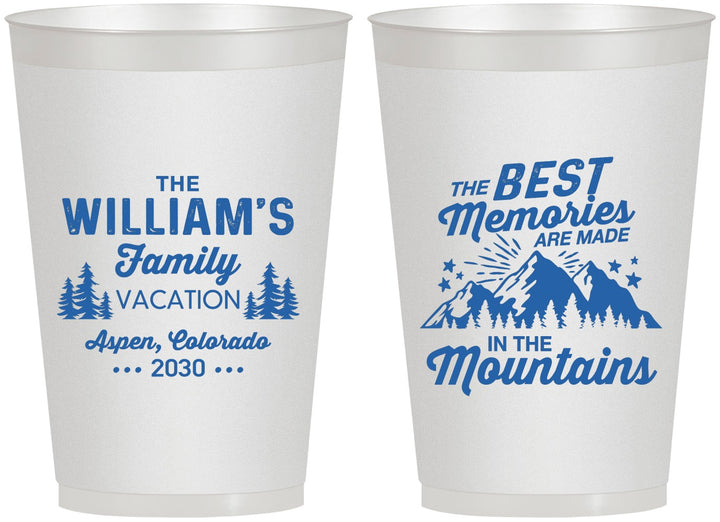 Personalized Family Vacation 12 oz Frosted Cups - Mountains | 180022