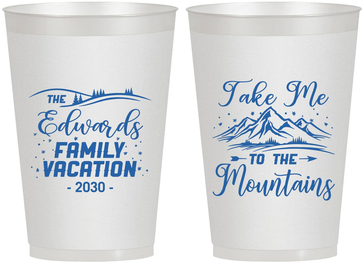 Personalized Family Vacation 12 oz Frosted Cups - Mountains | 180024