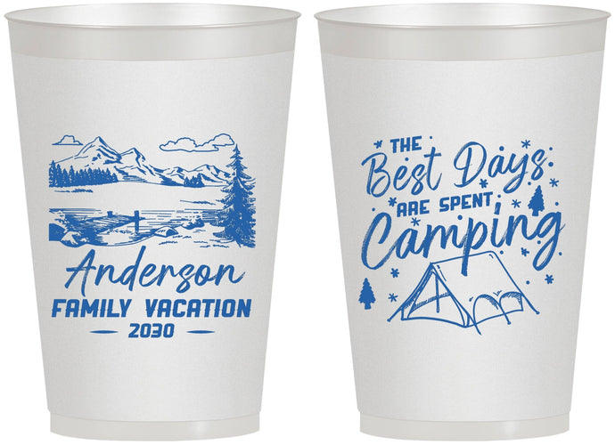 Personalized Family Vacation 12 oz Frosted Cups - Camping Trip | 180025