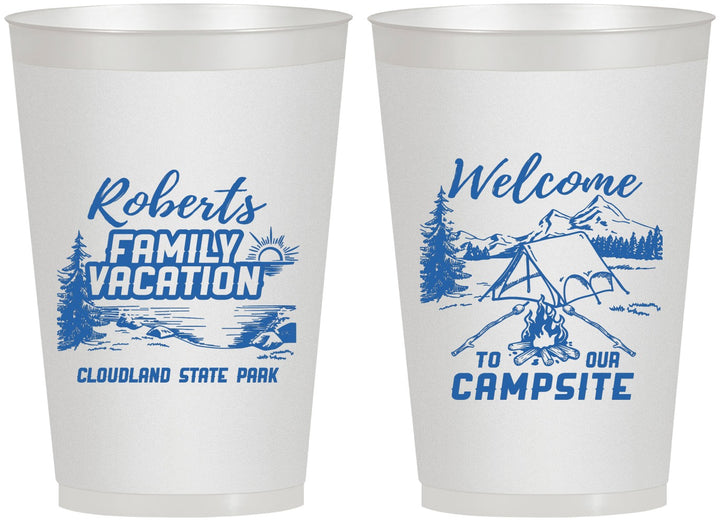Personalized Family Vacation 12 oz Frosted Cups - Camping Trip | 180026