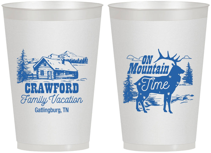 Personalized Family Vacation 12 oz Frosted Cups - Mountain | 180027