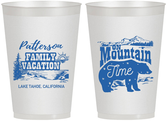 Personalized Family Vacation 12 oz Frosted Cups - Mountain | 180028