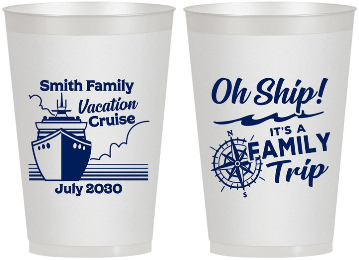 Personalized Family Vacation 12 oz Frosted Cups - Oh Ship Cruise | 180030
