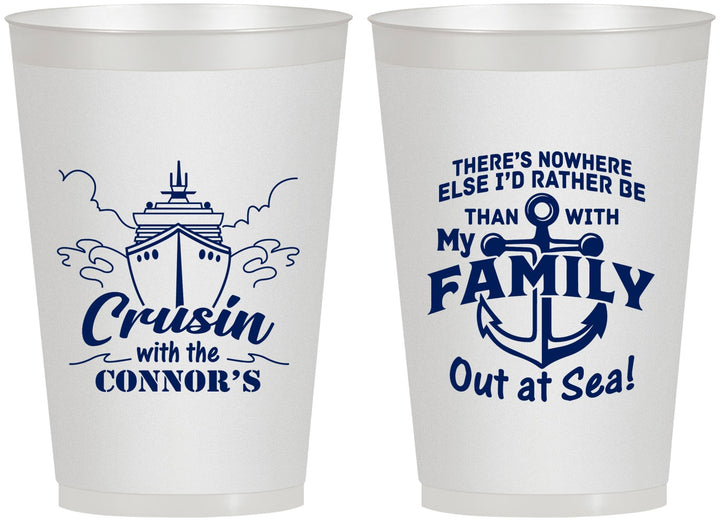 Personalized Family Vacation 12 oz Frosted Cups - Nautical Cruise | 180031