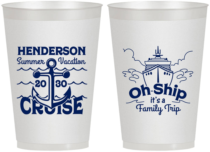 Personalized Family Vacation 12 oz Frosted Cups - Oh Ship Cruise | 180032