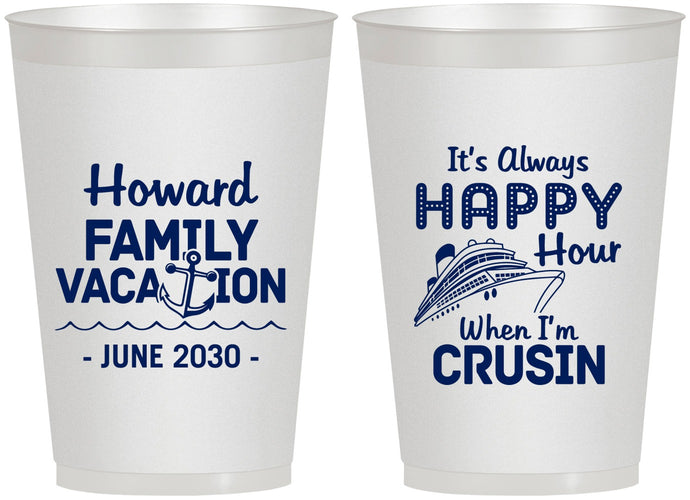 Personalized Family Vacation 12 oz Frosted Cups - Crusin Cruise | 180033