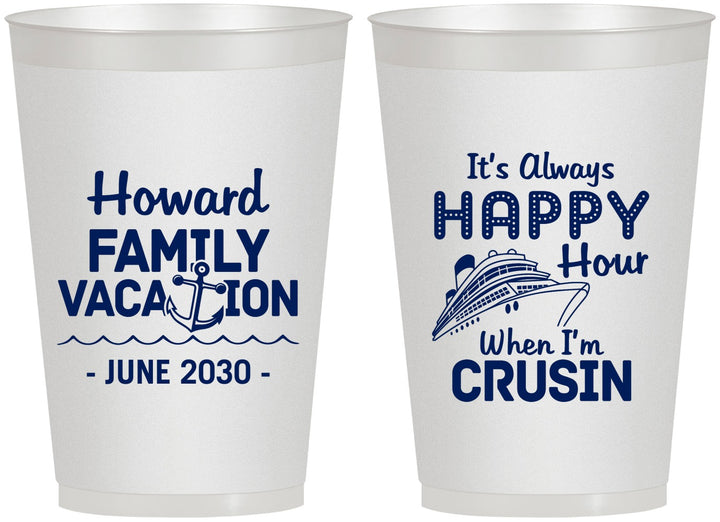 Personalized Family Vacation 12 oz Frosted Cups - Crusin Cruise | 180033