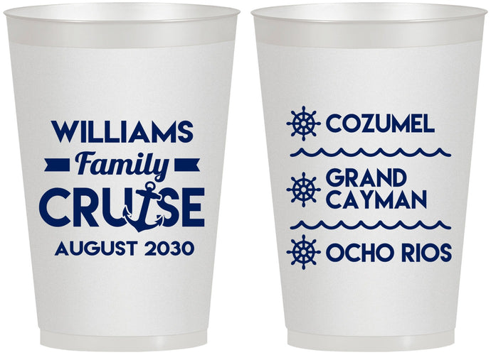 Personalized Family Vacation 12 oz Frosted Cups - Nautical Cruise | 180034