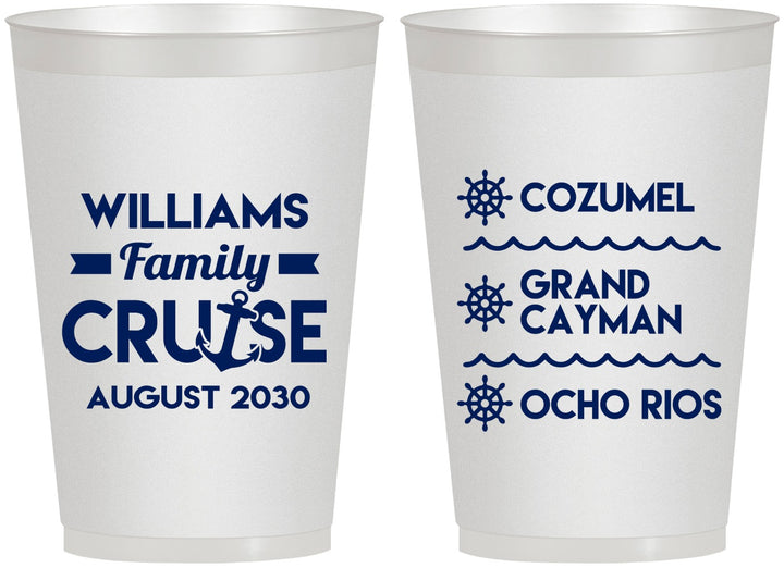 Personalized Family Vacation 12 oz Frosted Cups - Nautical Cruise | 180034