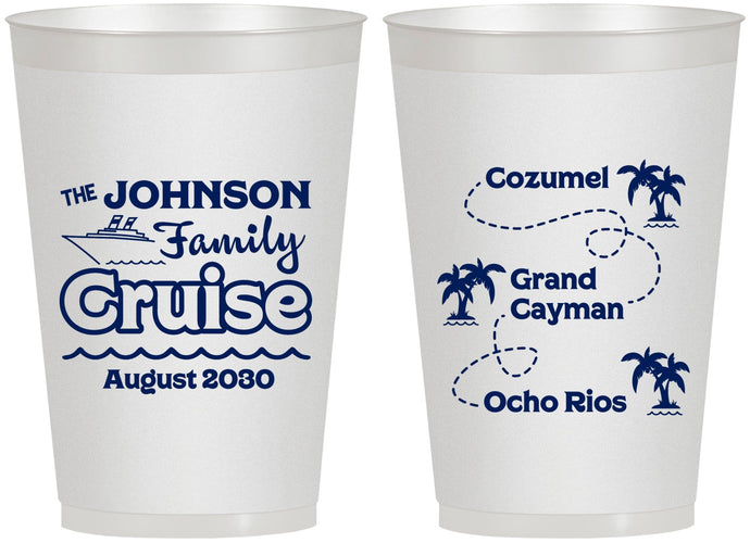Personalized Family Vacation 12 oz Frosted Cups - Cruise Ship | 180035