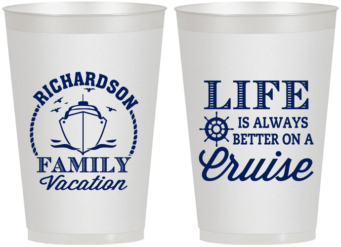 Personalized Family Vacation 12 oz Frosted Cups - Cruise Ship | 180036