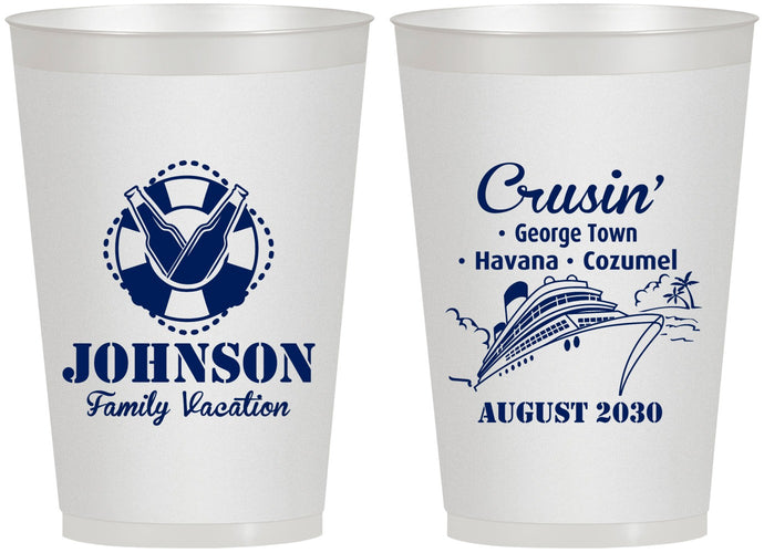 Personalized Family Vacation 12 oz Frosted Cups - Cruisin Ship | 180039