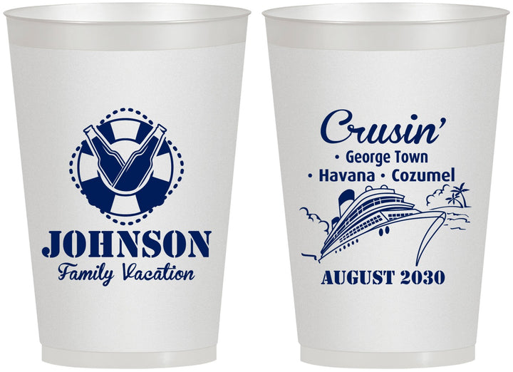 Personalized Family Vacation 12 oz Frosted Cups - Cruisin Ship | 180039