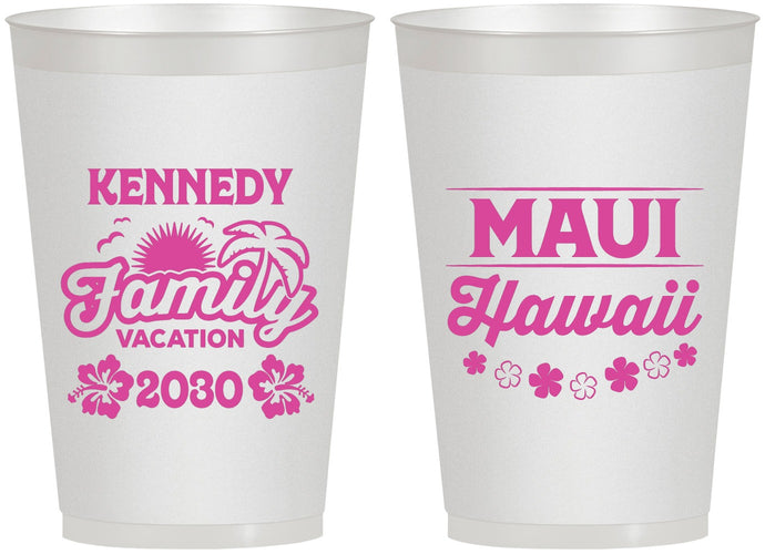 Personalized Family Vacation 12 oz Frosted Cups - Hawaii | 180040