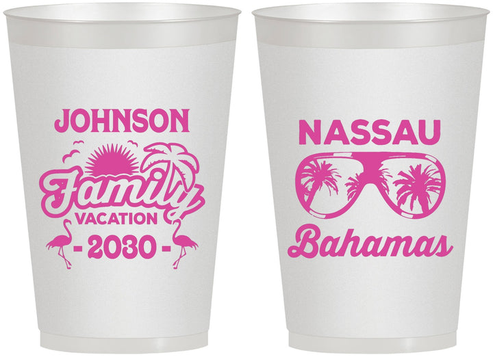Personalized Family Vacation 12 oz Frosted Cups - Bahamas | 180041