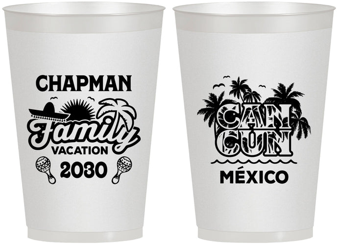Personalized Family Vacation 12 oz Frosted Cups - Cancun | 180042