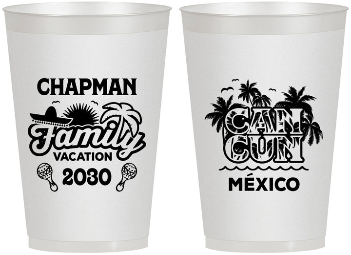 Personalized Family Vacation 12 oz Frosted Cups - Cancun | 180042