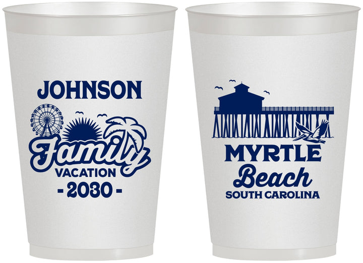 Personalized Family Vacation 12 oz Frosted Cups - Myrtle Beach | 180045
