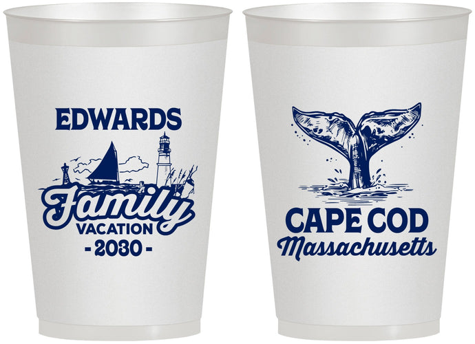 Personalized Family Vacation 12 oz Frosted Cups - Cape Cod | 180046