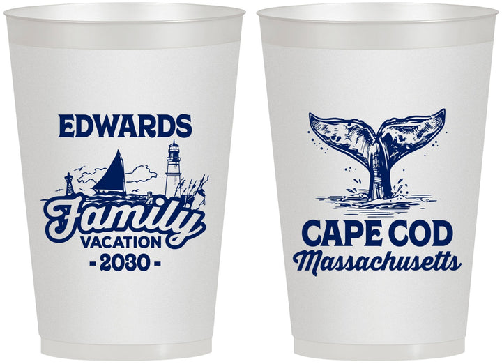 Personalized Family Vacation 12 oz Frosted Cups - Cape Cod | 180046