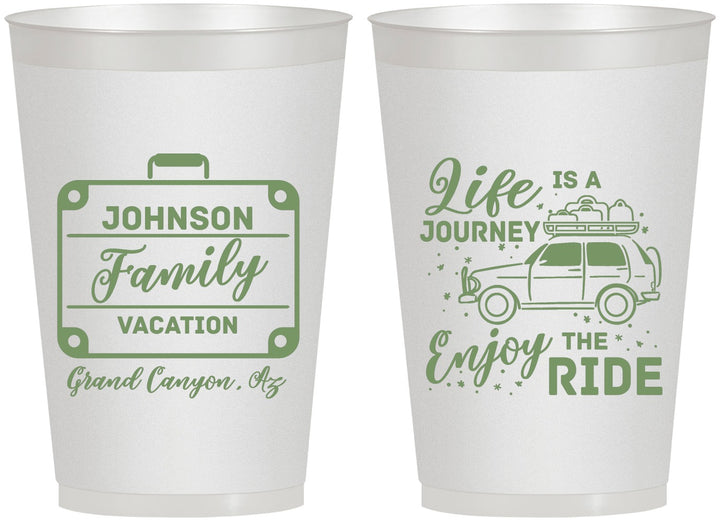 Personalized Family Vacation 12 oz Frosted Cups - Road Trip Car | 180051