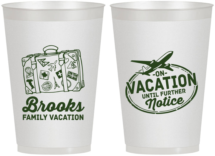 Personalized Family Vacation 12 oz Frosted Cups - Road Trip Plane | 180052