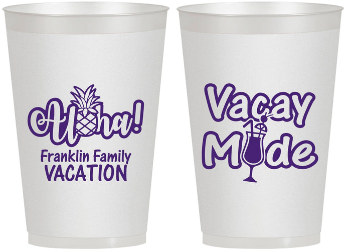 Personalized Family Vacation 12 oz Frosted Cups - Hawaii | 180053