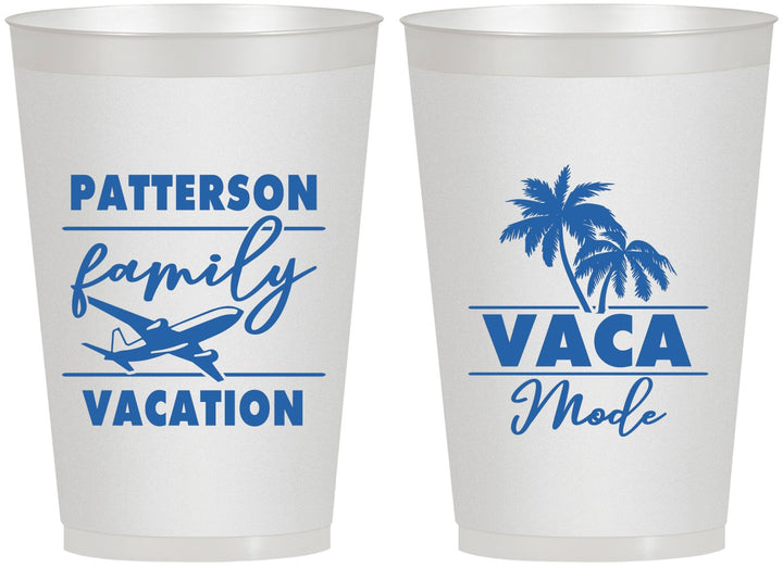 Personalized Family Vacation 12 oz Frosted Cups - Vaca Mode Trip | 180054