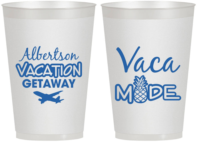 Personalized Family Vacation 12 oz Frosted Cups - Vacay Vibes Trip | 180055