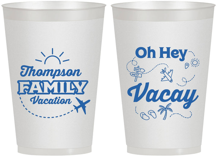 Personalized Family Vacation 12 oz Frosted Cups - Beach | 180056