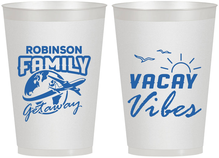 Personalized Family Vacation 12 oz Frosted Cups - Vacay Vibes | 180057