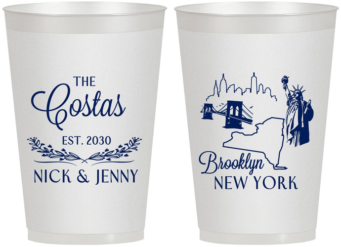 Personalized Wedding 12 oz Frosted Cups - New  York | 181