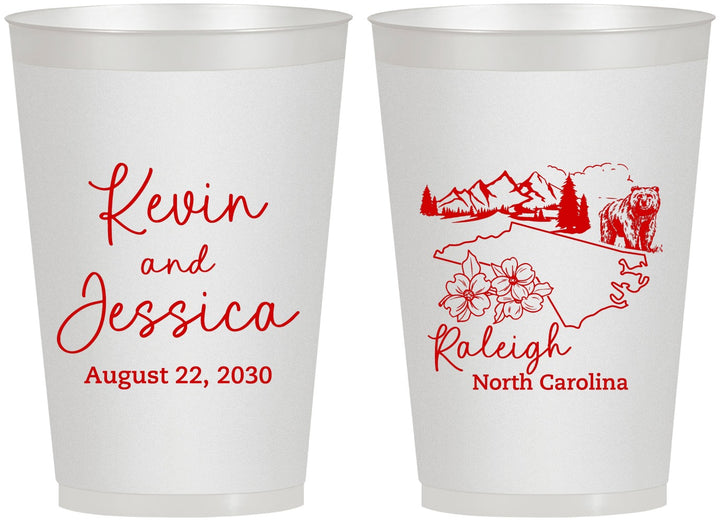 Personalized Wedding 12 oz Frosted Cups - North Carolina | 182
