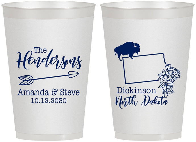 Personalized Wedding 12 oz Frosted Cups - North Dakota | 183