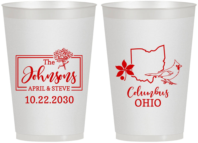 Personalized Wedding 12 oz Frosted Cups - Ohio | 184