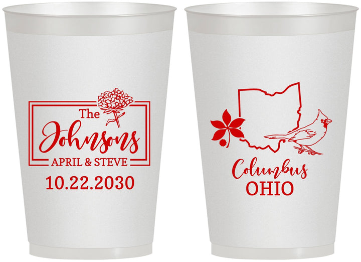 Personalized Wedding 12 oz Frosted Cups - Ohio | 184