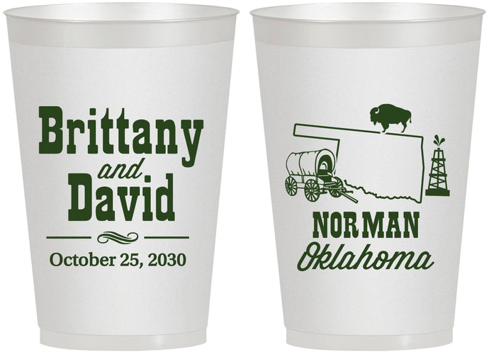 Personalized Wedding 12 oz Frosted Cups - Oklahoma | 185