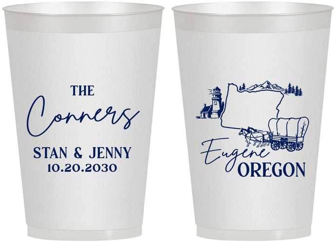 Personalized Wedding 12 oz Frosted Cups - Oregon | 186