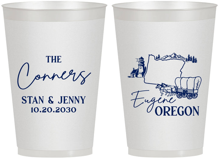 Personalized Wedding 12 oz Frosted Cups - Oregon | 186