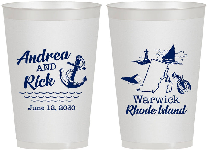 Personalized Wedding 12 oz Frosted Cups - Rhode Island | 188