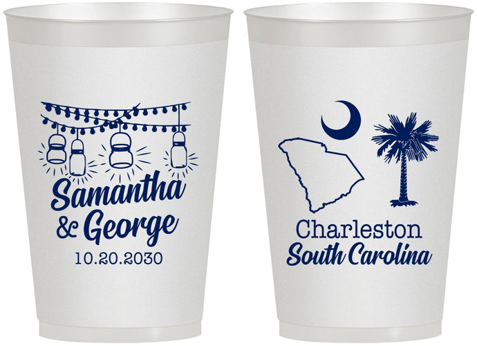 Personalized Wedding 12 oz Frosted Cups - South Carolina | 189