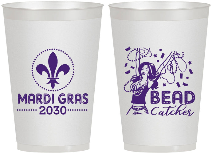 Personalized Mardi Gras 12 oz Frosted Cups - Bead Catcher Nola | 190000