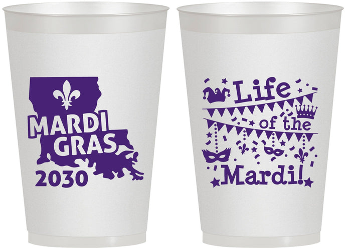 Personalized Mardi Gras 12 oz Frosted Cups - Life Of The Mardi | 190001