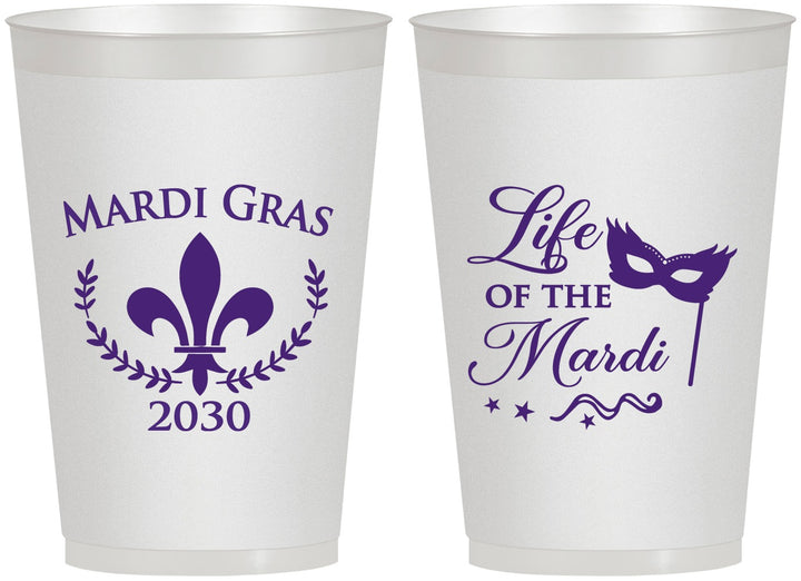 Personalized Mardi Gras 12 oz Frosted Cups - Life Of The Mardi | 190004