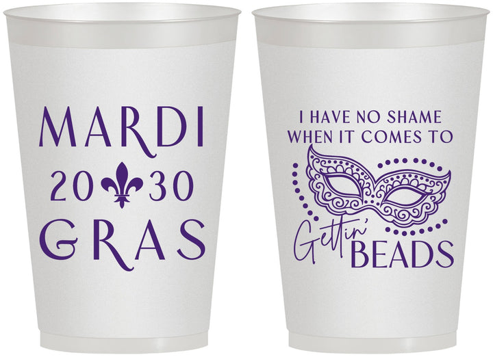 Personalized Mardi Gras 12 oz Frosted Cups - Nola New Orleans | 190006