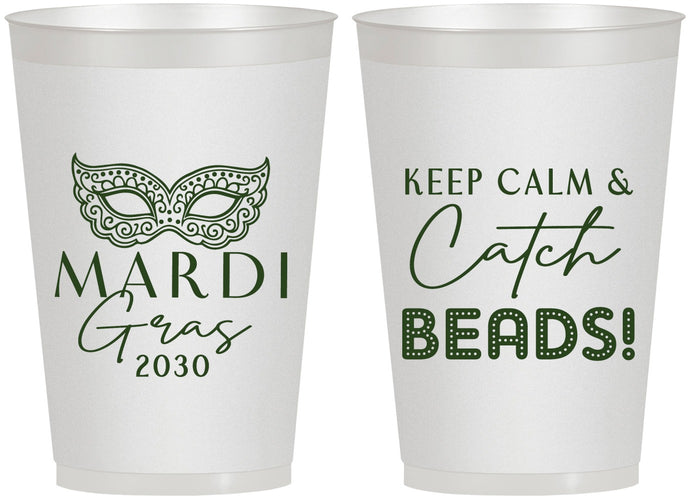 Personalized Mardi Gras 12 oz Frosted Cups - Beads Nola | 190007