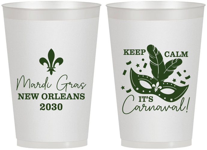 Personalized Mardi Gras 12 oz Frosted Cups - Fleur De Lis Carnaval | 190011